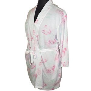 Dream Lover Floral Lightweight Waffle Knit Robe With Pockets Size Large